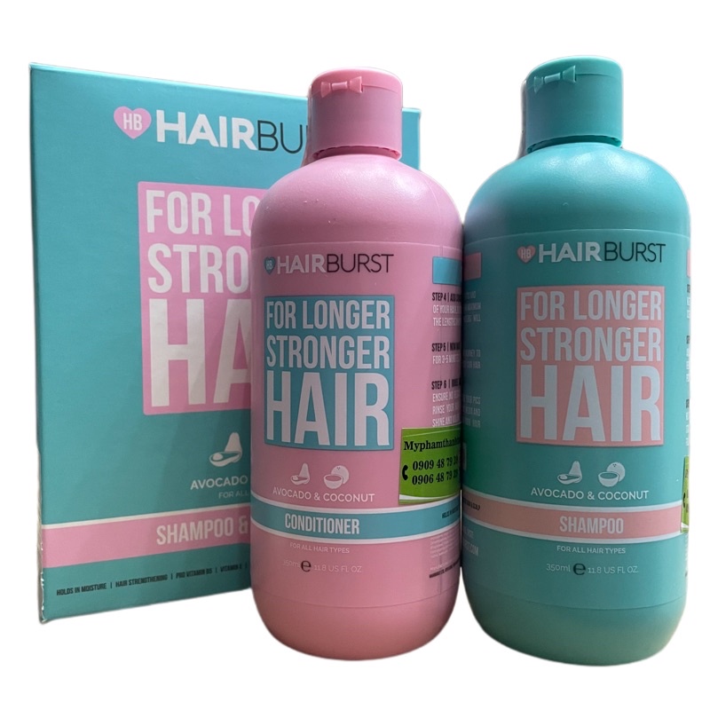 Bộ Dầu gội dầu xả HairBurst For Longer Stronger cải thiện rụng tóc 350mlx2