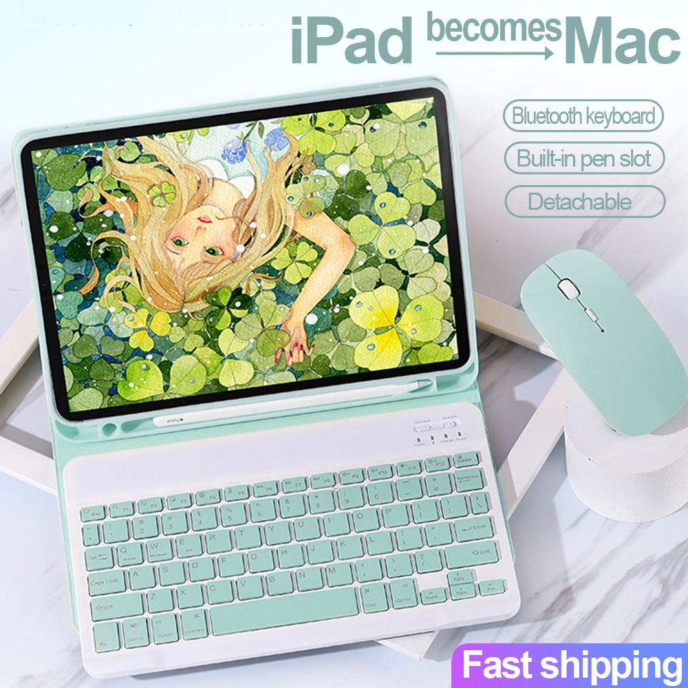 Bao da có bàn phím & chuột Bluetooth cho iPad 8th 7th 6th 5th Gen 2017/2018 iPad 9.7 Air 2 3 4 10.2 iPad Pro 11