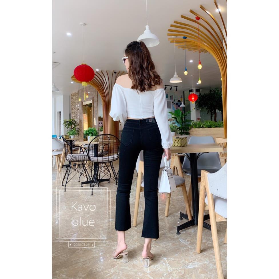 Quần Bò Nữ Dáng Loe Đen KAVO BLUE Lưng Cao Không Gấu Siêu Xinh LY511-20 -CS6