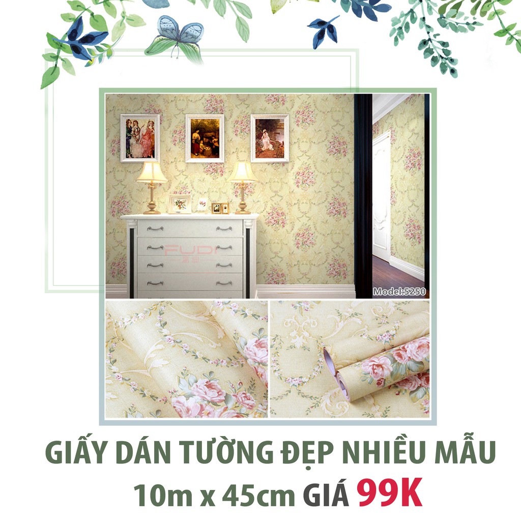 Giấy dán tường đẹp khổ 0.45 x 10m &lt;Hà Thy Mart&gt;