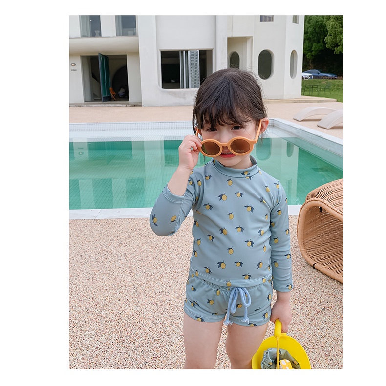 Set đồ bơi ngắn dài tay chống nắng in hoa dễ thương phong cách Hàn Quốc thời trang đi biển cho bé gái
