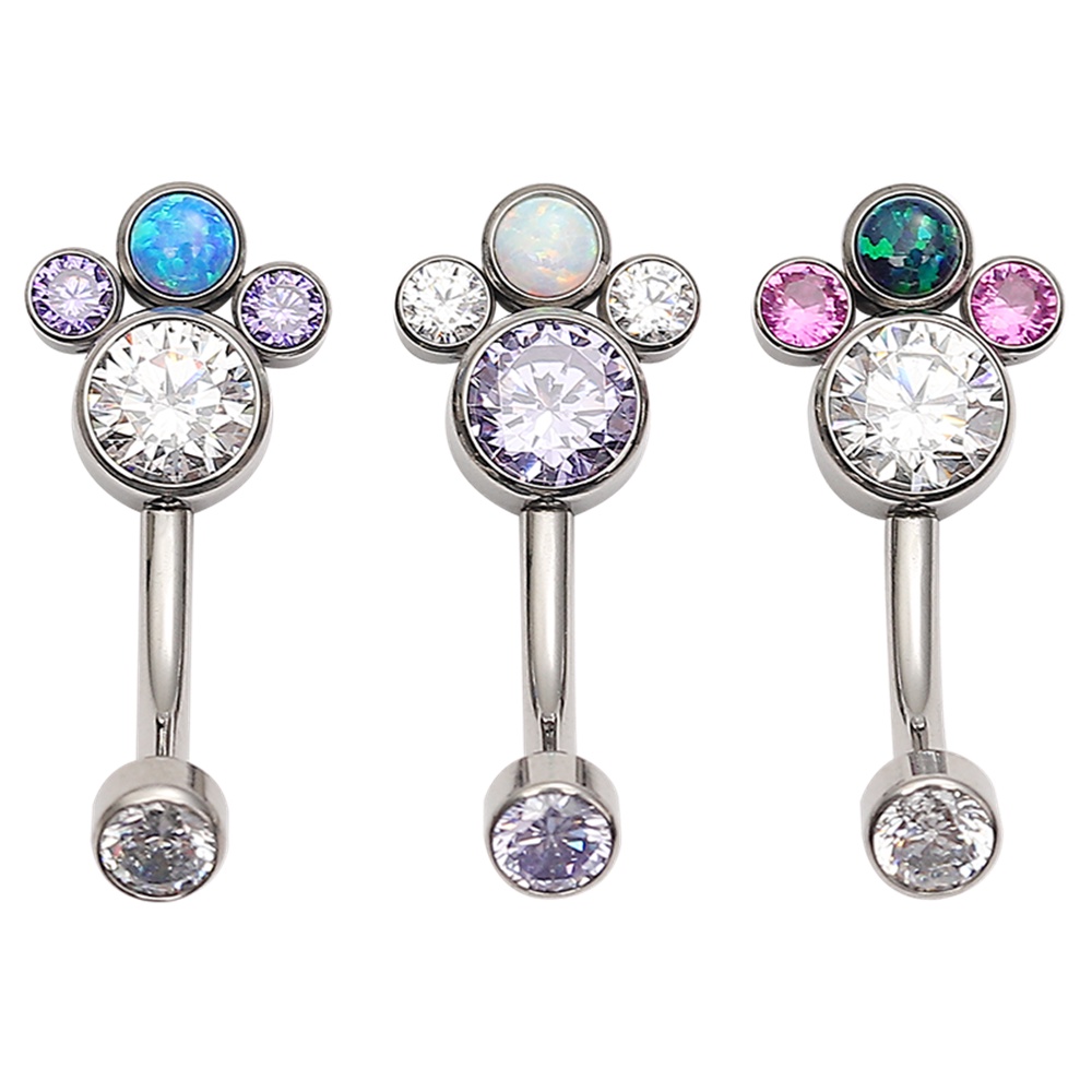 Rốn Trang Sức Chất Lượng Cao ASTM F136 Titan Đôi Zircon Đá Quý Pha Lê Cơ Thể Xuyên Trang Sức ASTM F1