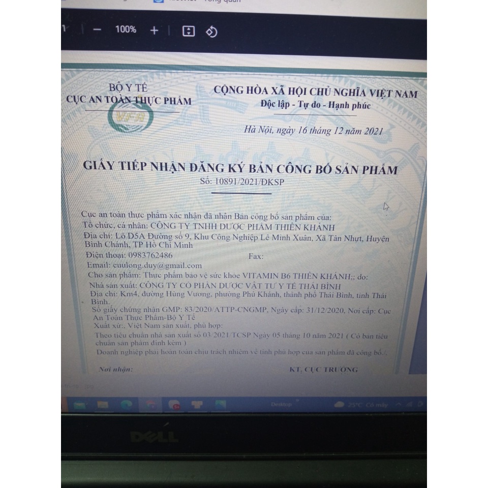 Hũ vitamin B6 100 viên