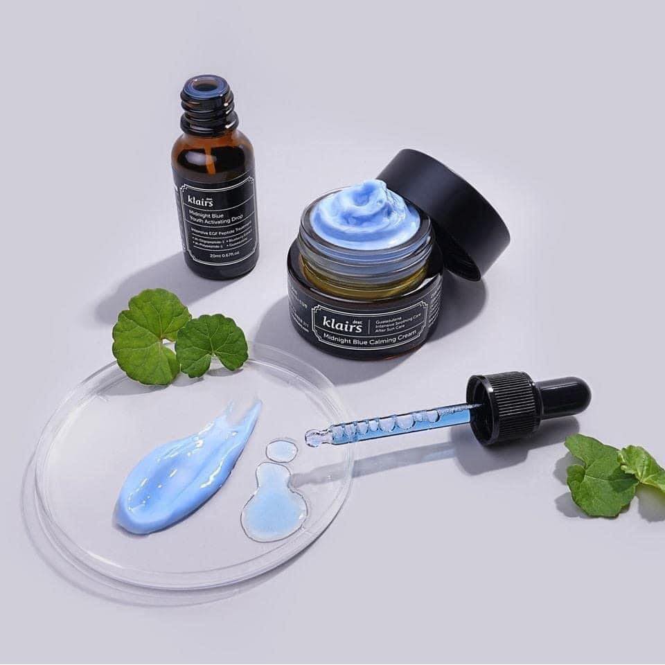 Serum + Kem dưỡng tái tạo phục hồi cấp nước giảm thâm mụn Klairs midnight cho da nhạy cảm