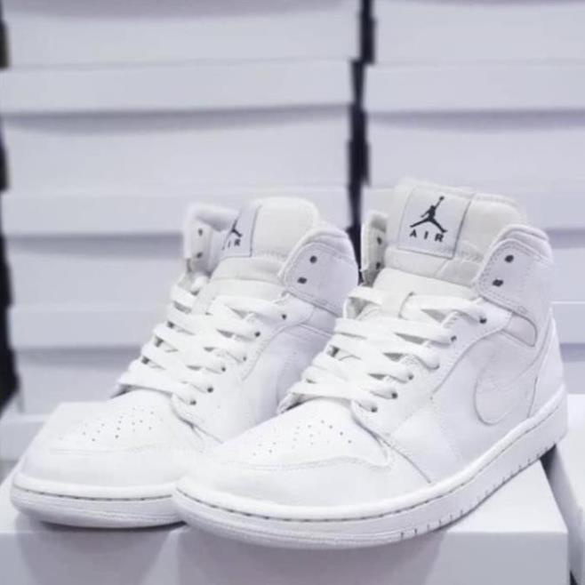 Giày thể thao Air Jordan 1 mid full trắng real 2hand -Ta1