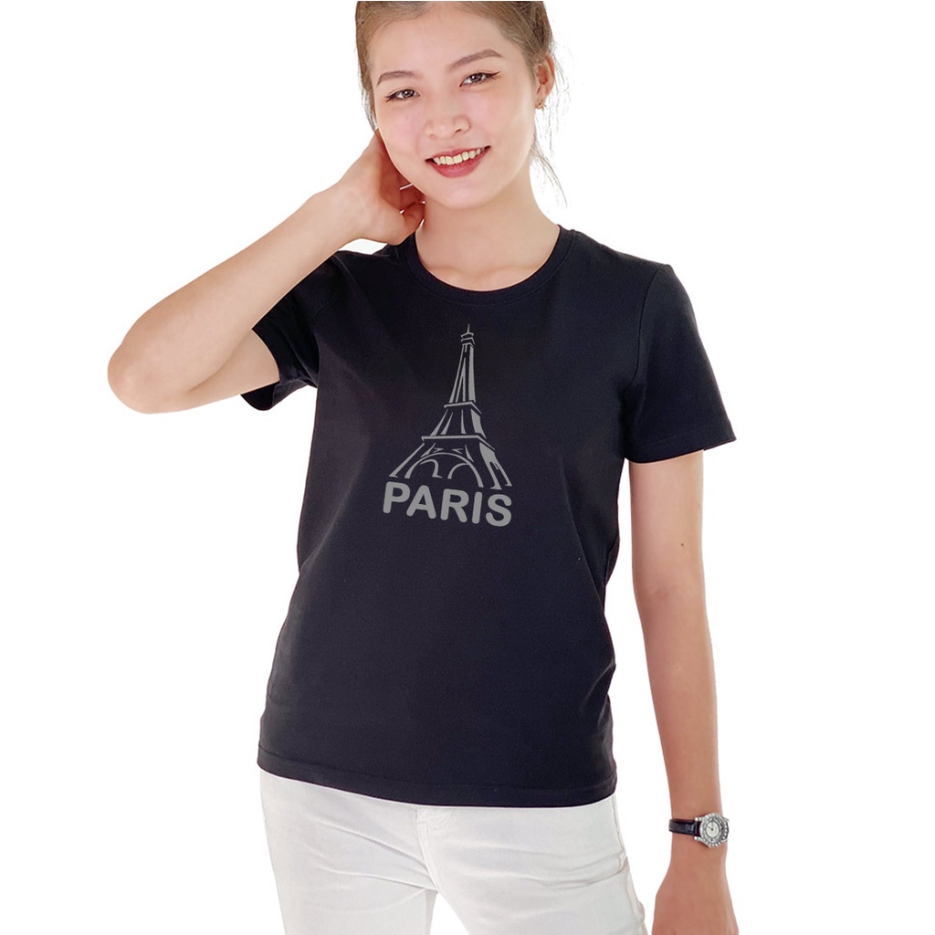 Áo thun nữ TOLI cổ tròn màu đen in độc quyền, 100% cotton 4 chiều mềm mịn, co dãn, form suông cơ bản