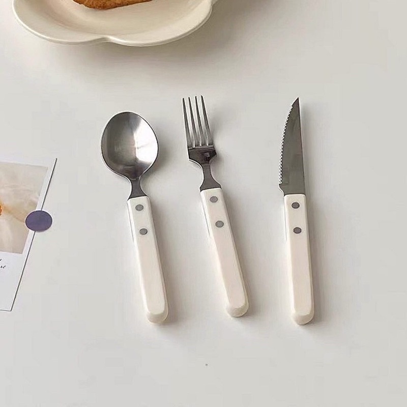 Sét dao/dĩa/thìa thép không gỉ, bộ dao dĩa ăn bít tết, dĩa steak cao cấp, BONMI decor Hàn Quốc