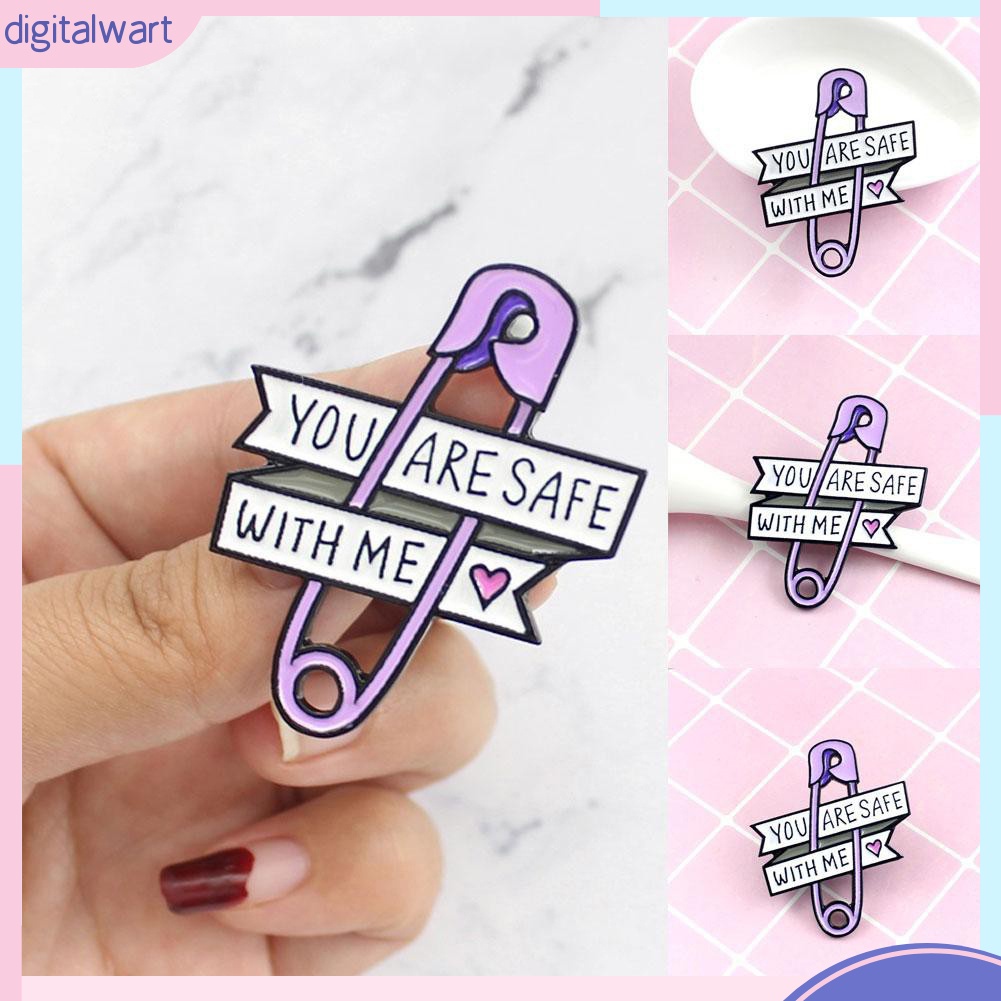 Ghim cài áo bằng chất liệu hợp kim tráng men họa tiết chữ YOU ARE SAFE WITH ME