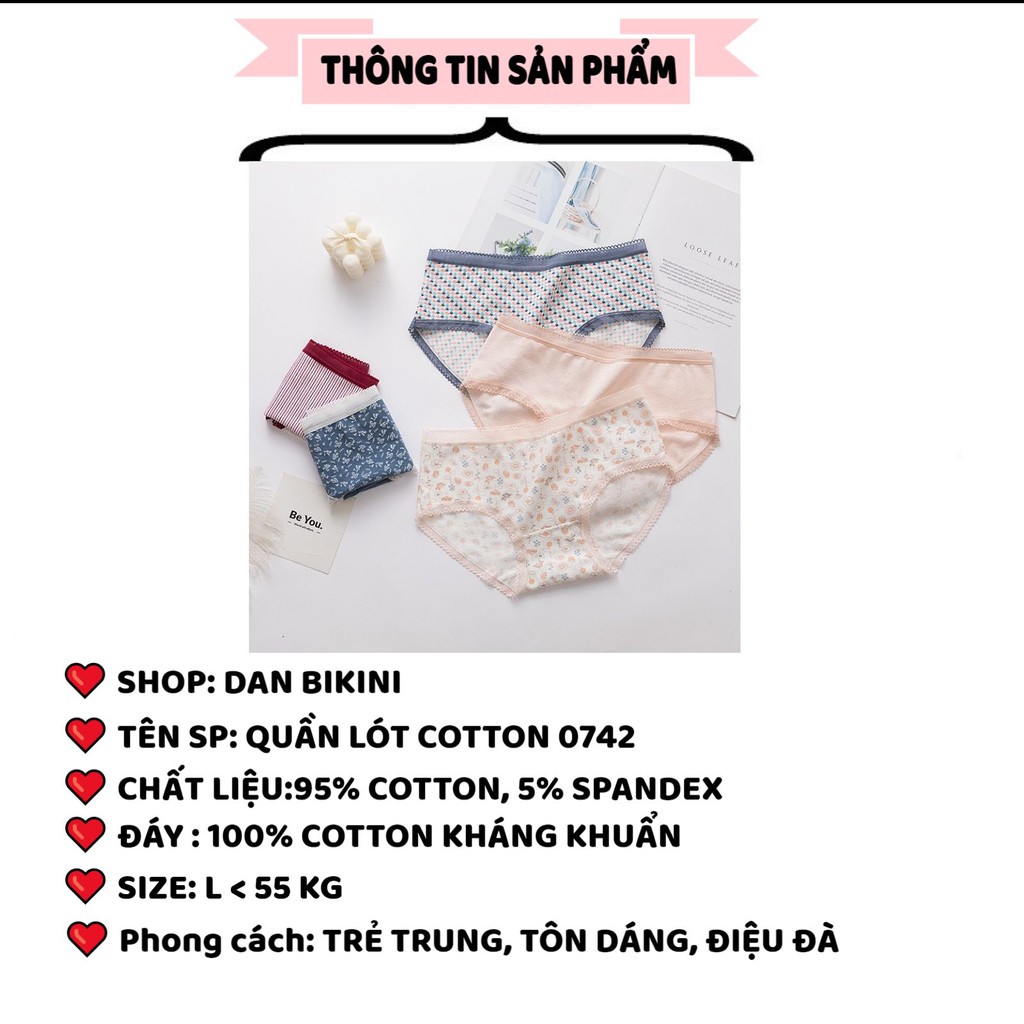 Quần Lót Nữ ❤️FREESHIP❤️ Quần lót Nữ Cotton cao cấp mềm mịn viền ren phối họa tiết nổi bật mẫu 0742 | BigBuy360 - bigbuy360.vn