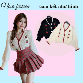 Áo Len Cadigan Cherry Nữ, Áo Cadigan Nữ Cherry Siêu Xinh