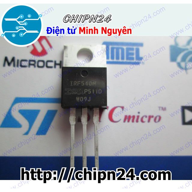 [2 CON] Mosfet IRF540 TO-220 33A 100V Kênh N (IRF540N F540 540)