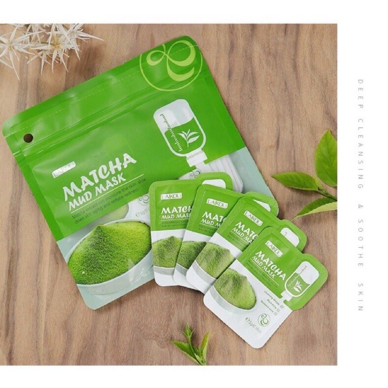 Mặt nạ bùn trà xanh matcha mud mask Laikou( tui 12 gói nhỏ) 20