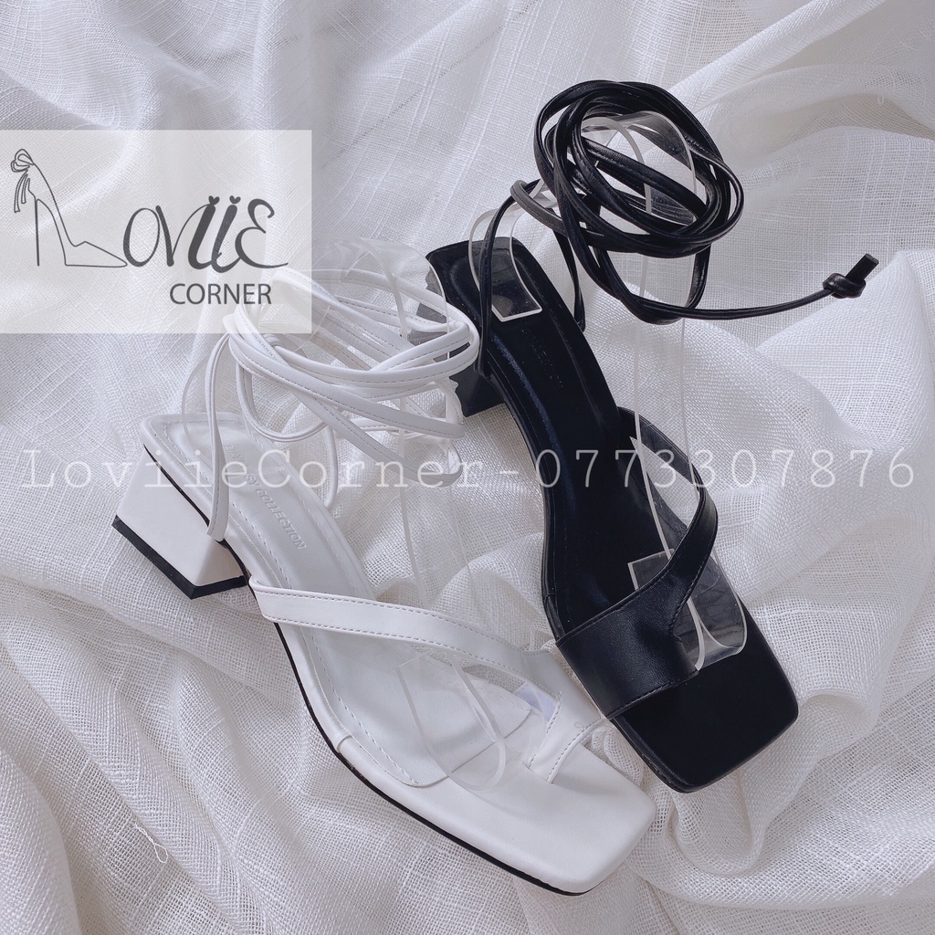 SANDAL CỘT DÂY PHONG CÁCH LOVIIE CORNER - GIÀY SANDAL CAO GÓT XỎ NGÓN ĐẾ THẤP 3P - SANDAL NỮ DÂY CHÉO ĐẾ VUÔNG S210703