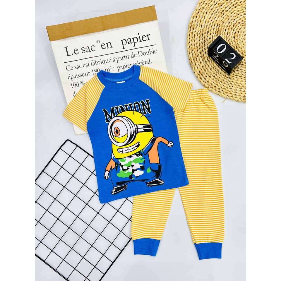 Đồ bộ bé trai tay ngắn quần dài thun cotton vnxk 22 42kg J498