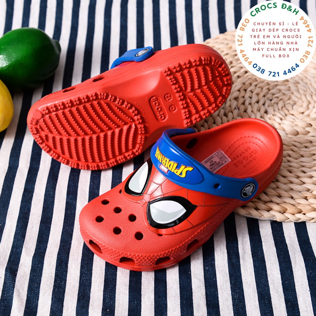 Giày dép crocs - dép sục nhựa crocs band spiderman cho bé trai chống thấm nước, chống trơn trượt, chống hôi chân