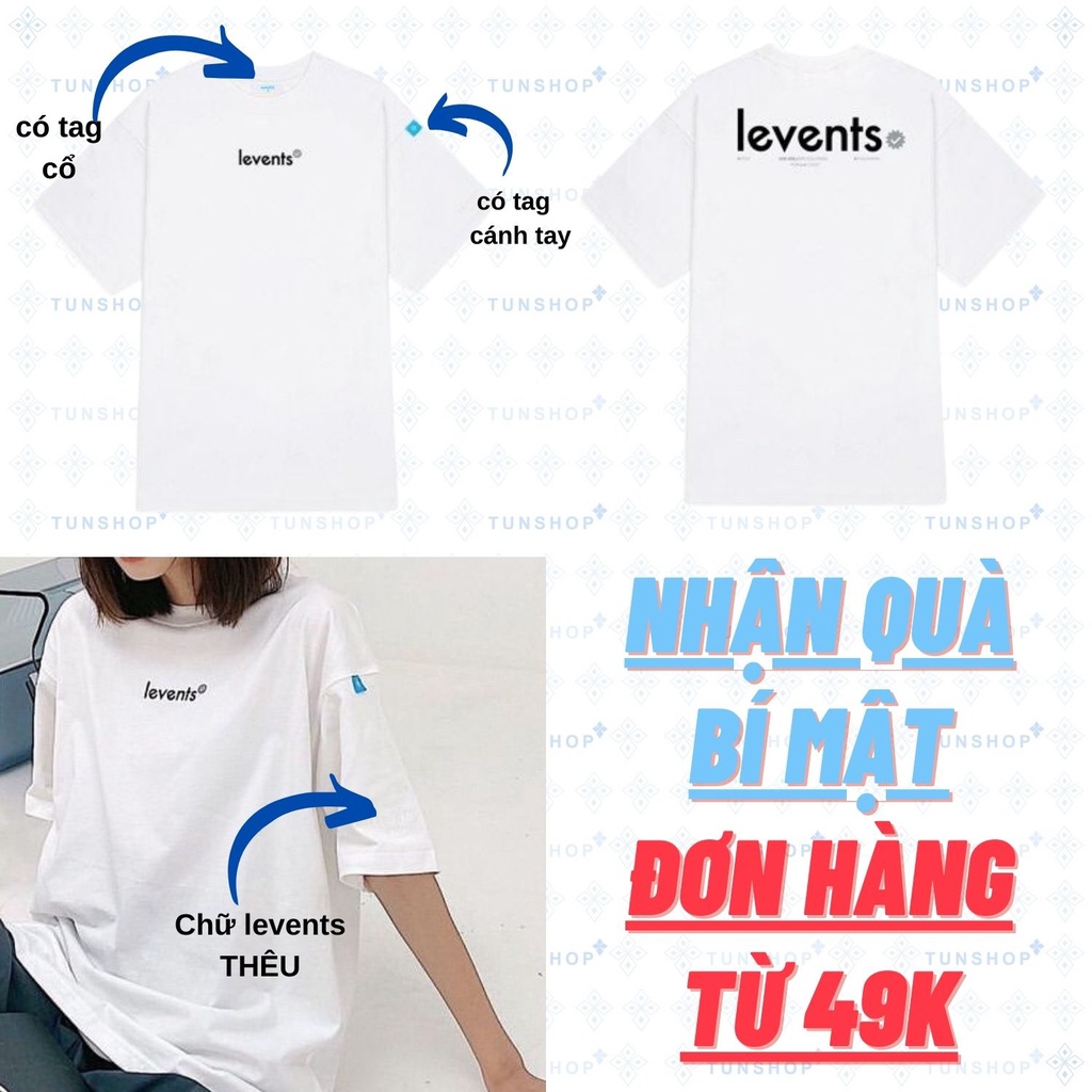 Áo Thun Levents Logo While Black Trắng Chữ Đen Levent Tay lỡ  Nam Nữ Tun Shop Unisex