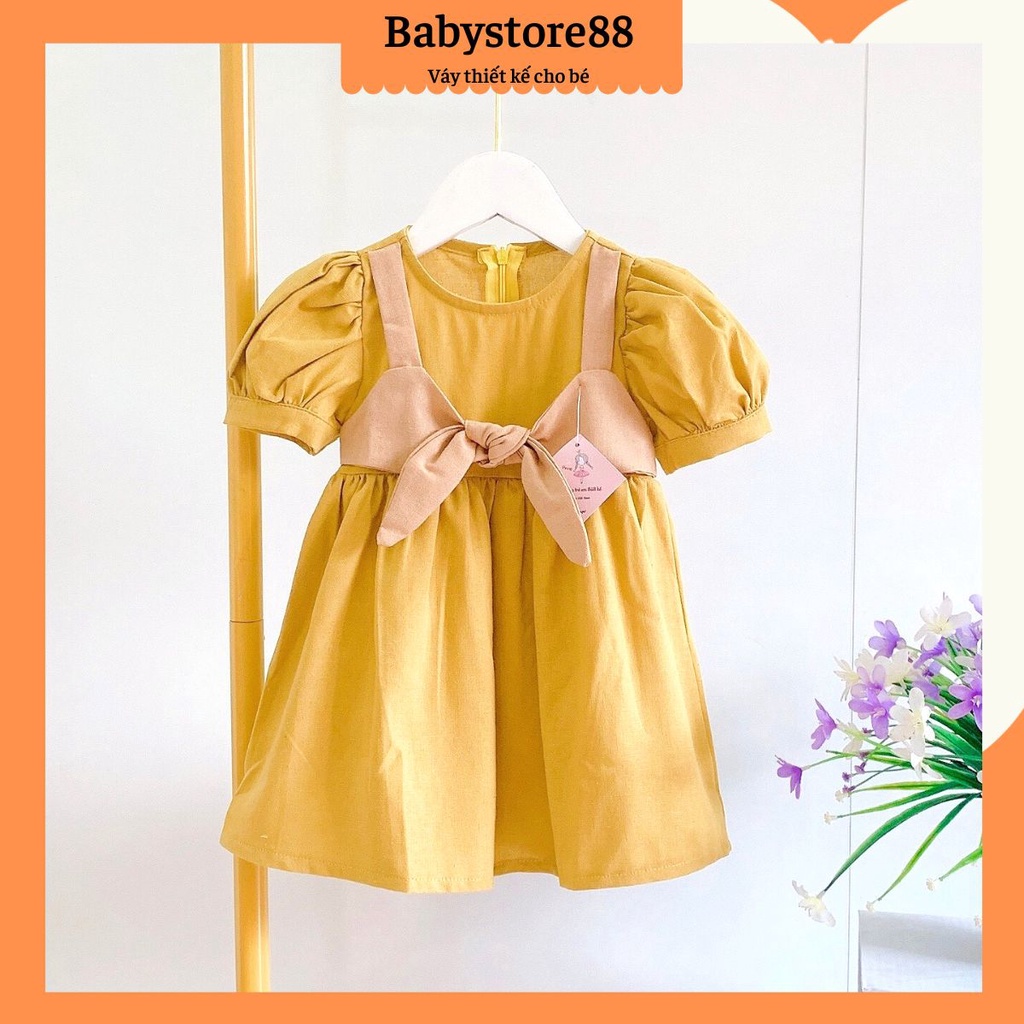 Váy cho bé gái 1 2 3 4 5 6 7 8 tuổi - Babystore88 - Đầm trẻ em cộc tay chất linen bột hàng thiết kế cao cấp v32