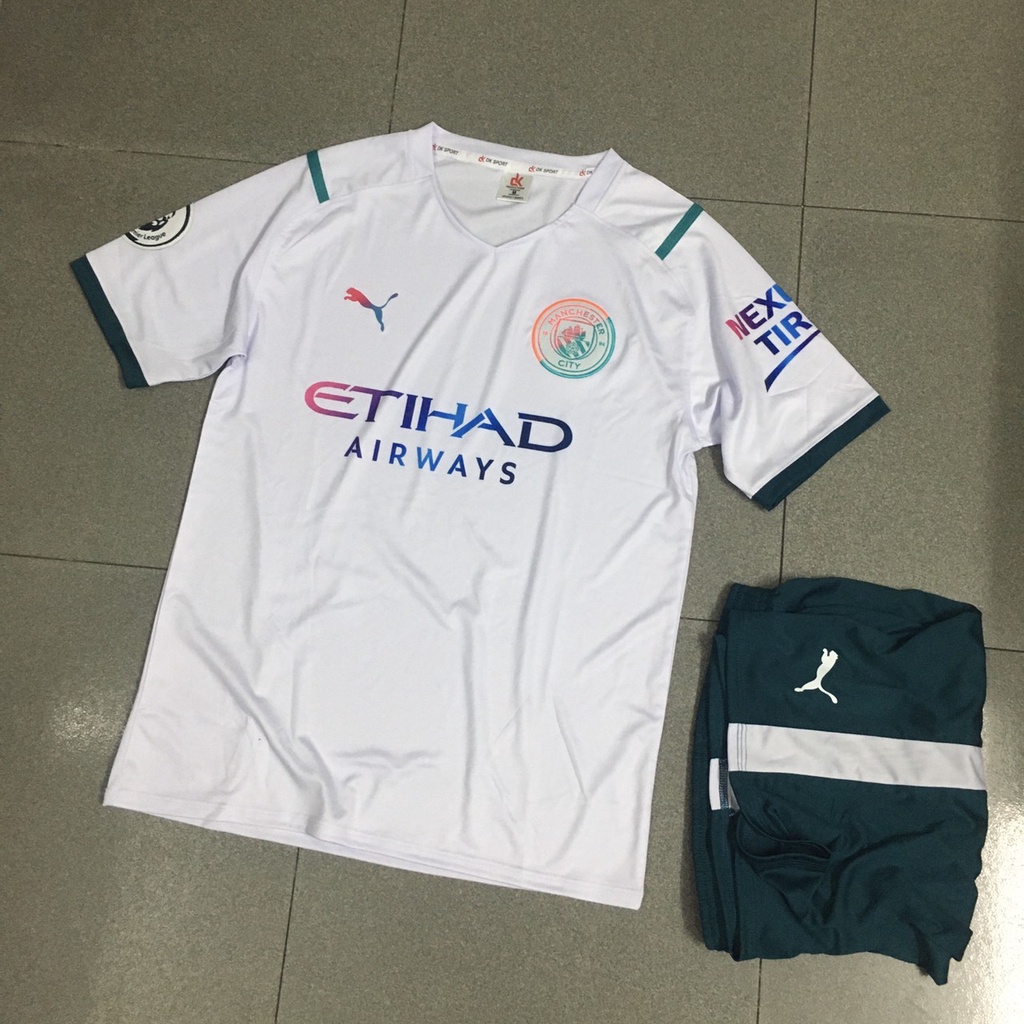 Bộ quần áo đá banh CLB Man City trắng DK FLG 2022