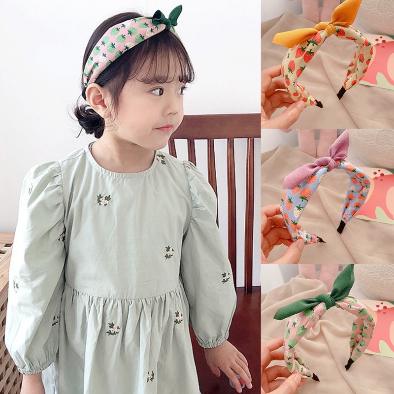 Băng Đô Tai Thỏ Họa Tiết Trái Cây Dễ Thương Cho Bé Gái