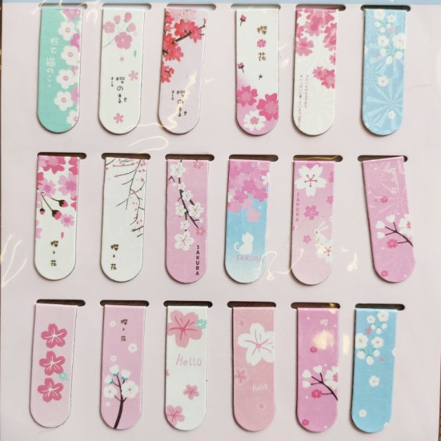 Bộ 18 cái đánh dấu sách nam châm-sakura