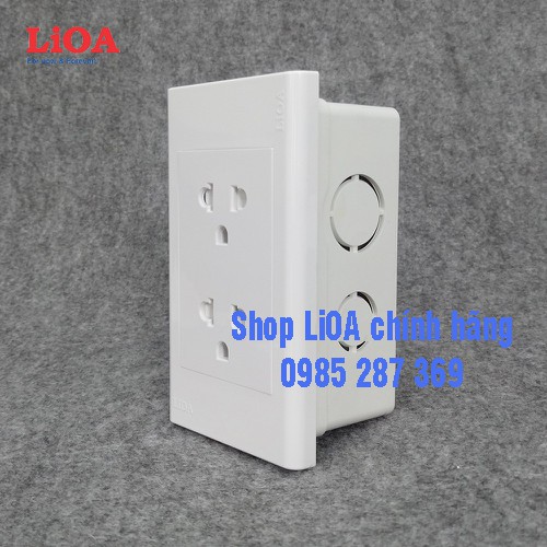 Combo ổ cắm điện đôi 3 chấu LiOA 16A 3520W - Lắp âm tường