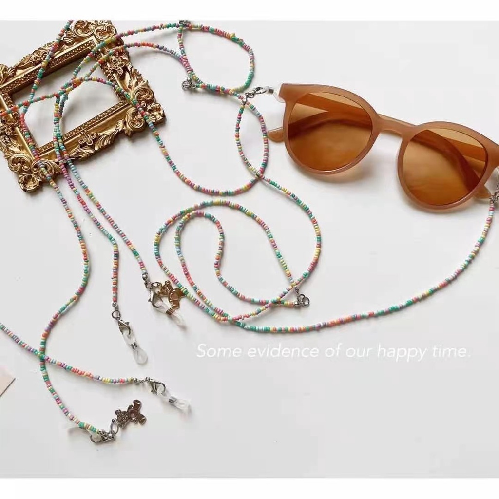 Hoạt Hình Dây Đeo Mắt Kính Xỏ Hạt acrylic Màu Kẹo Hình Gấu Dễ Thương