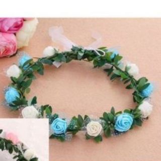 Combo 29 ( 4 hồng cam phối trắng)vòng hoa đội đầu chụp ảnh kỉ yếu của khách
