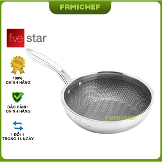 Chảo chống dính lòng sâu 3 lớp đáy liền inox 304 blackcube fivestar  fpc28004 28cm