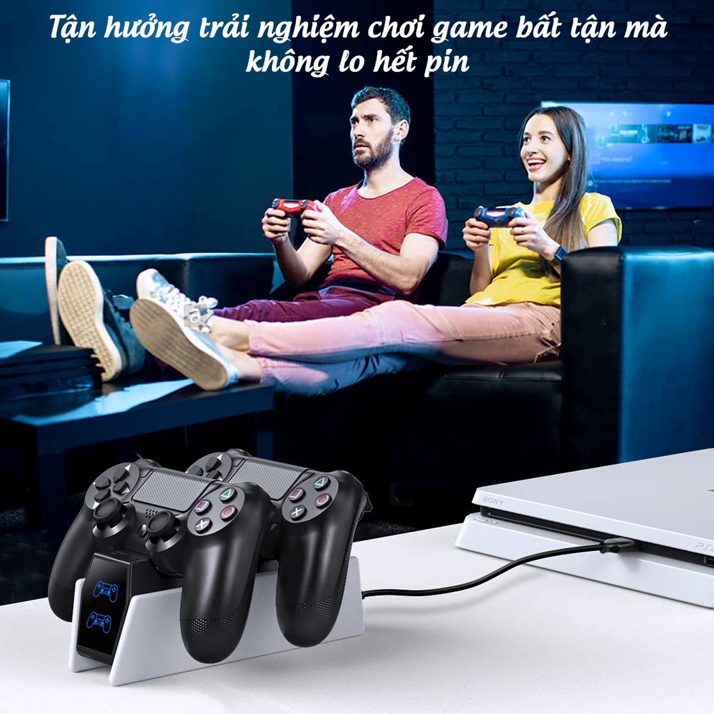 Dock sạc tay cầm PS4, đế sạc nhanh cho tay cầm ps4 chính hãng Dobe