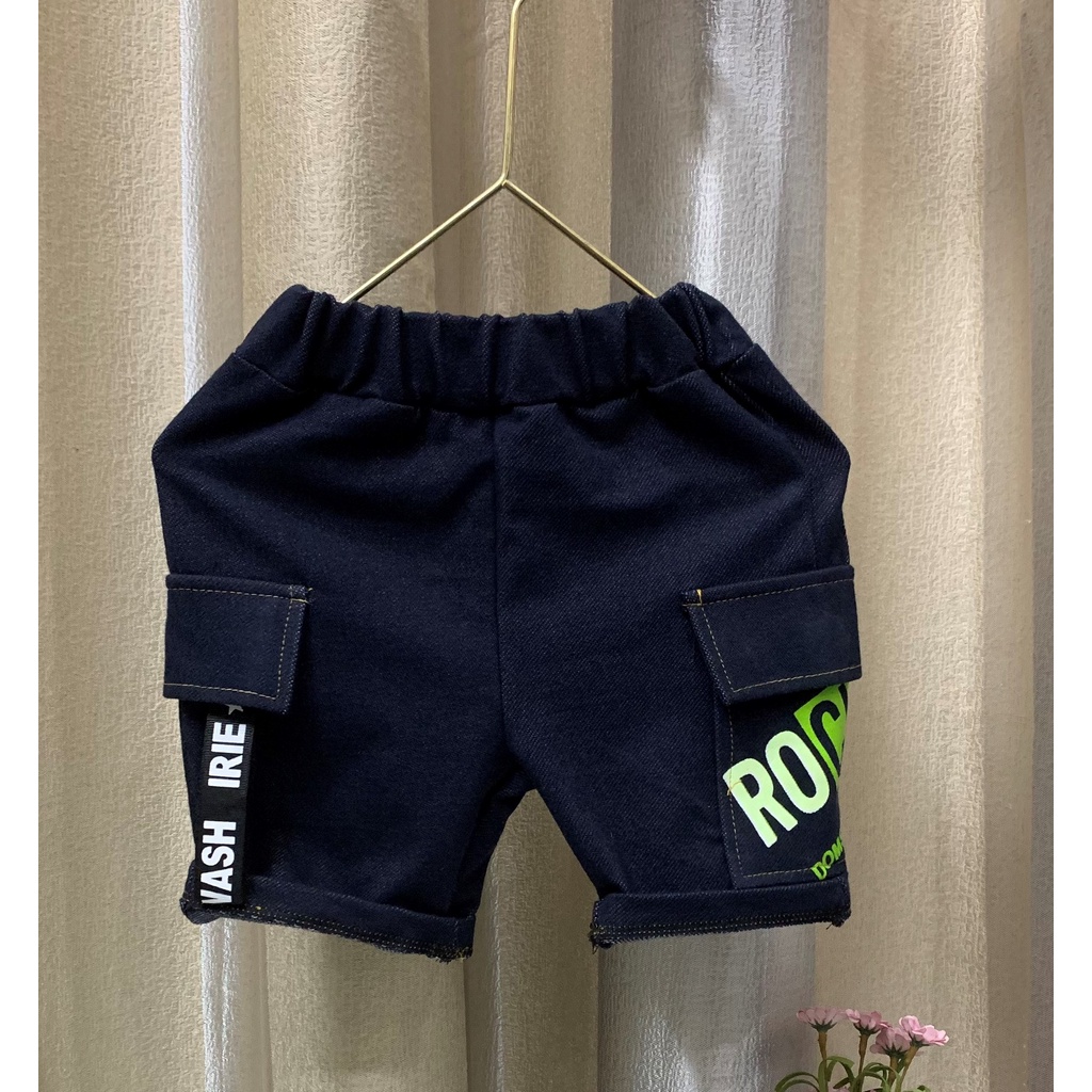 Quần short thun giả jean túi hộp cho bé trai  từ 8-36kg