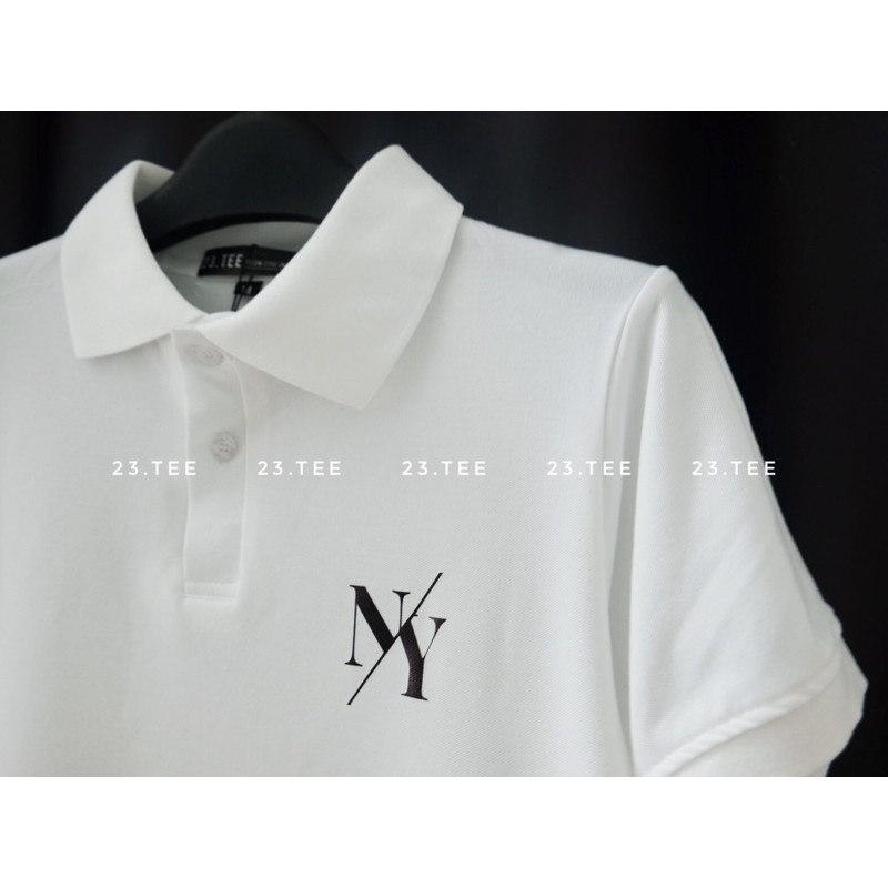 Áo polo hoa new york đen trắng