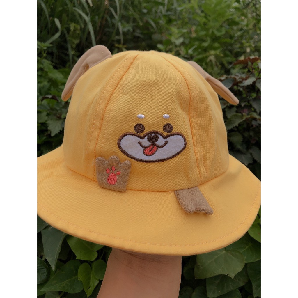 Mũ vải vành tròn hình cún cho bé trai bé gái, nón che nắng cho bé đi chơi