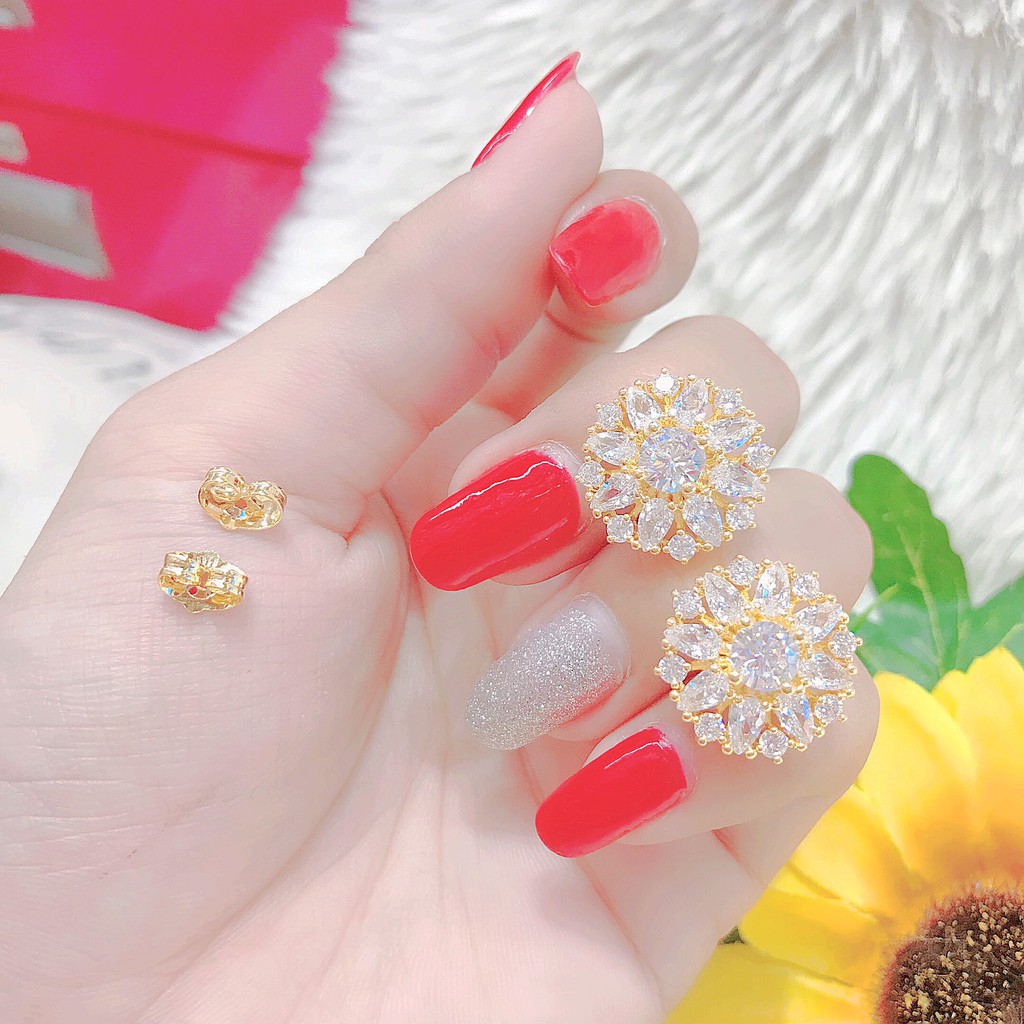 Bông tai nữ đính đá trắng UHA , chuôi cài chắc chắn, kiểu dáng hiện đại, thu hút, sang trọng