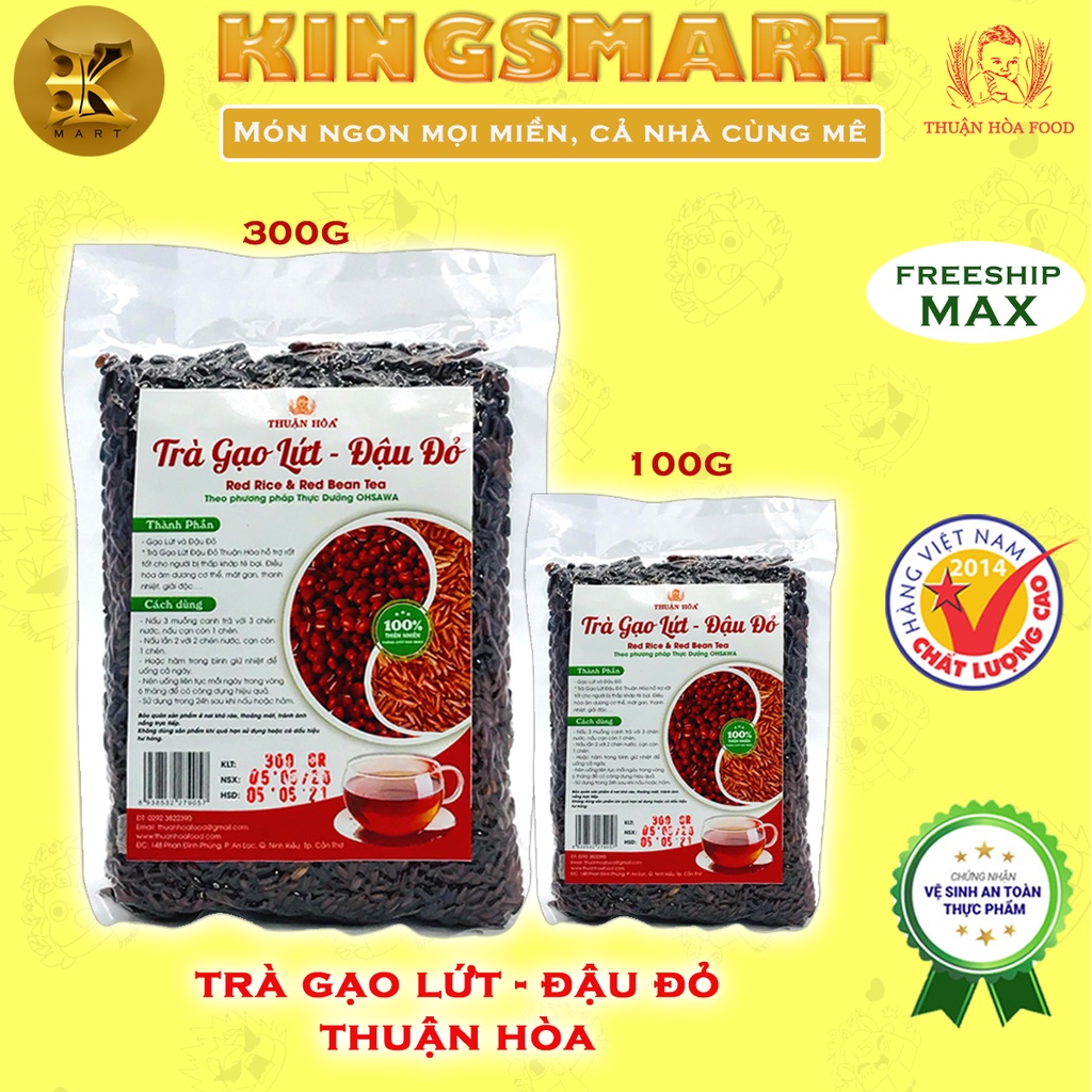 Trà Gạo Lứt Đậu Đỏ 100G/300G THUẬN HÒA FOOD Tốt Cho Người Bị Thấp Khớp Nhức Mỏi, Mát Gan Giải Độc, Thích Hợp Giảm Cân