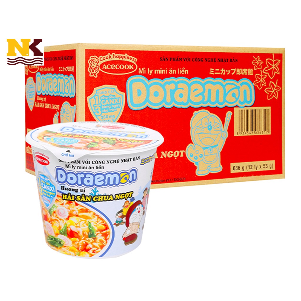 Mì ly doraemon hải sản chua ngọt 48g x 12 ly / thùng | BigBuy360 - bigbuy360.vn