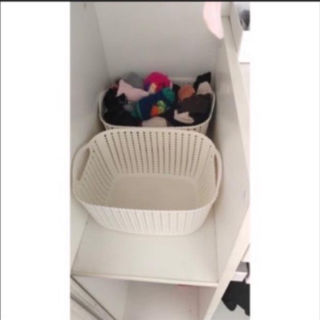 [Kho sỉ]  Giỏ nhựa giả đan mây đựng đồ có quai cầm/ giỏ nhựa mây Hàn Quốc