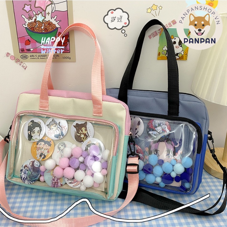 [CÓ SẴN] Túi Itabag đeo chéo trong suốt PHỐI MÀU quoai đeo linh động