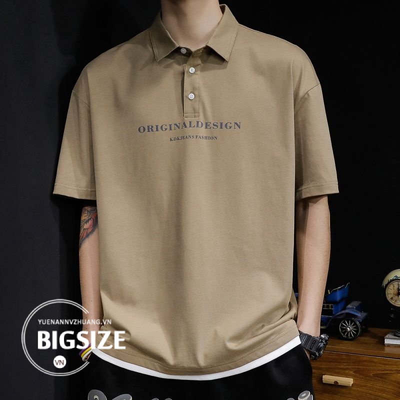 Áo Thun polo Nam Bigsize Áo phông Nam có cổ basic tay ngắn form rộng mùa hè Thời Trang kiểu trẻ trung Hàn Quốc đẹp cao cấp，cho người mập béo