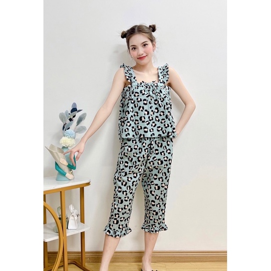 Bộ lửng cotton tay cánh tiên mặc nhà