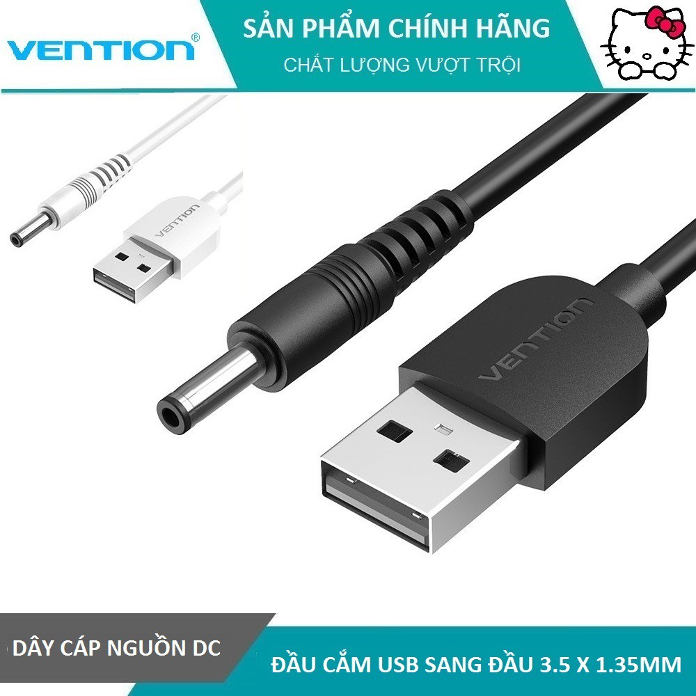 ★Chính hãng Vention★ Dây Cáp nguồn DC Đầu Cắm USB Sang 3.5*1.35mm ★ cho máy rửa mặt Foreo Luna ★ Pebble Lisa ★ Halio