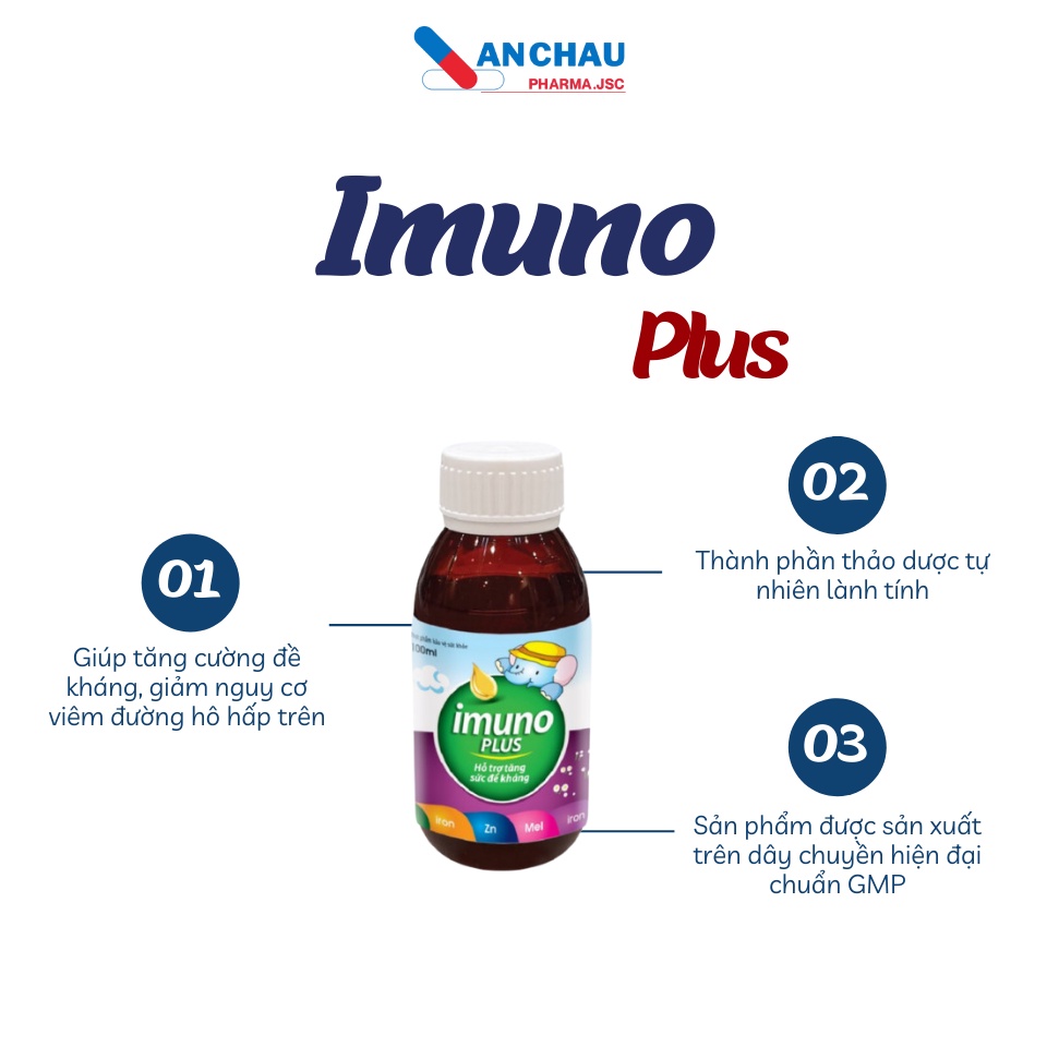 Tăng cường đề kháng, tăng cường miễn dịch cho bé IMUNO PLUS chứa mật ong, chanh đào, kẽm - An Châu 3