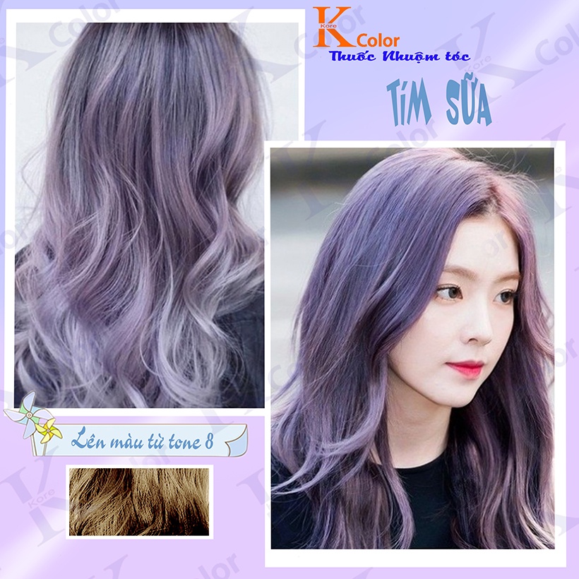 Thuốc nhuộm tóc TÍM SỮA không tẩy sử dụng tại nhà nhiều thảo dược giá rẻ kcolor