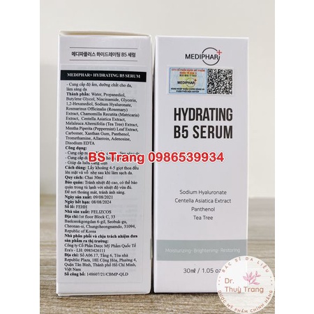 [TEM CHÍNH HÃNG] Serum b5 Mediphar - B5 cấp ẩm, phục hồi da 30ml
