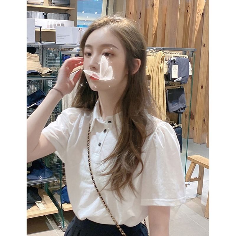 Áo sơ mi mỏng cổ Polo phong cách thời trang Harajuku 2021 | BigBuy360 - bigbuy360.vn