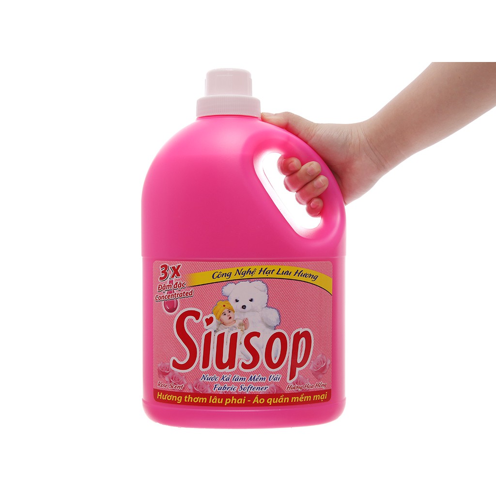 [ EXP:2024-02-03 ] Nước xả vải Siusop 3x đậm đặc hương hoa hồng can 3.8kg