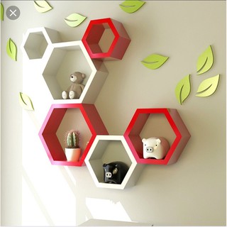 Kệ trang trí treo tường bộ 3 hình lục giác