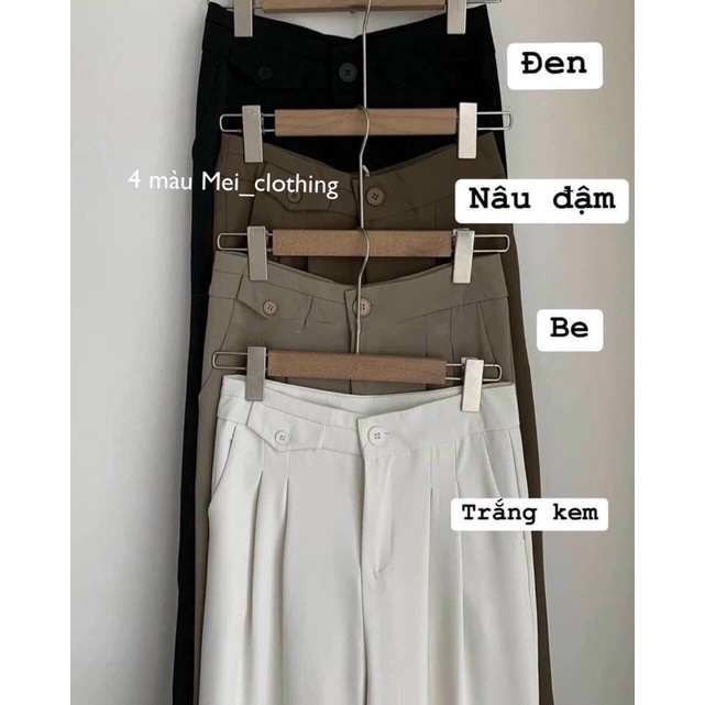 [Ảnh thật/sẵn] Quần suông Túi Nắp hack dáng chất Lụa phong cách Hàn Quốc