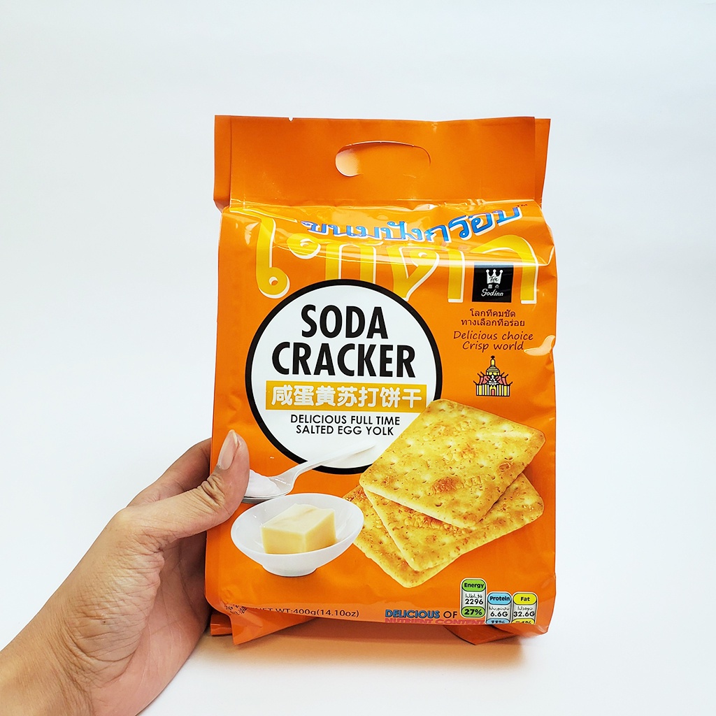 Bánh quy ăn kiêng Soda Cracker Thái Lan túi 400gr - Đồ ăn vặt cô nương béo