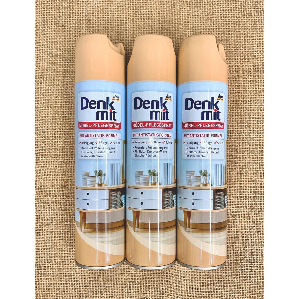 Chai xịt vệ sinh đồ gỗ, nội thất gỗ DENKMIT 400ml, dung dịch làm sạch đồ gỗ chuẩn Đức
