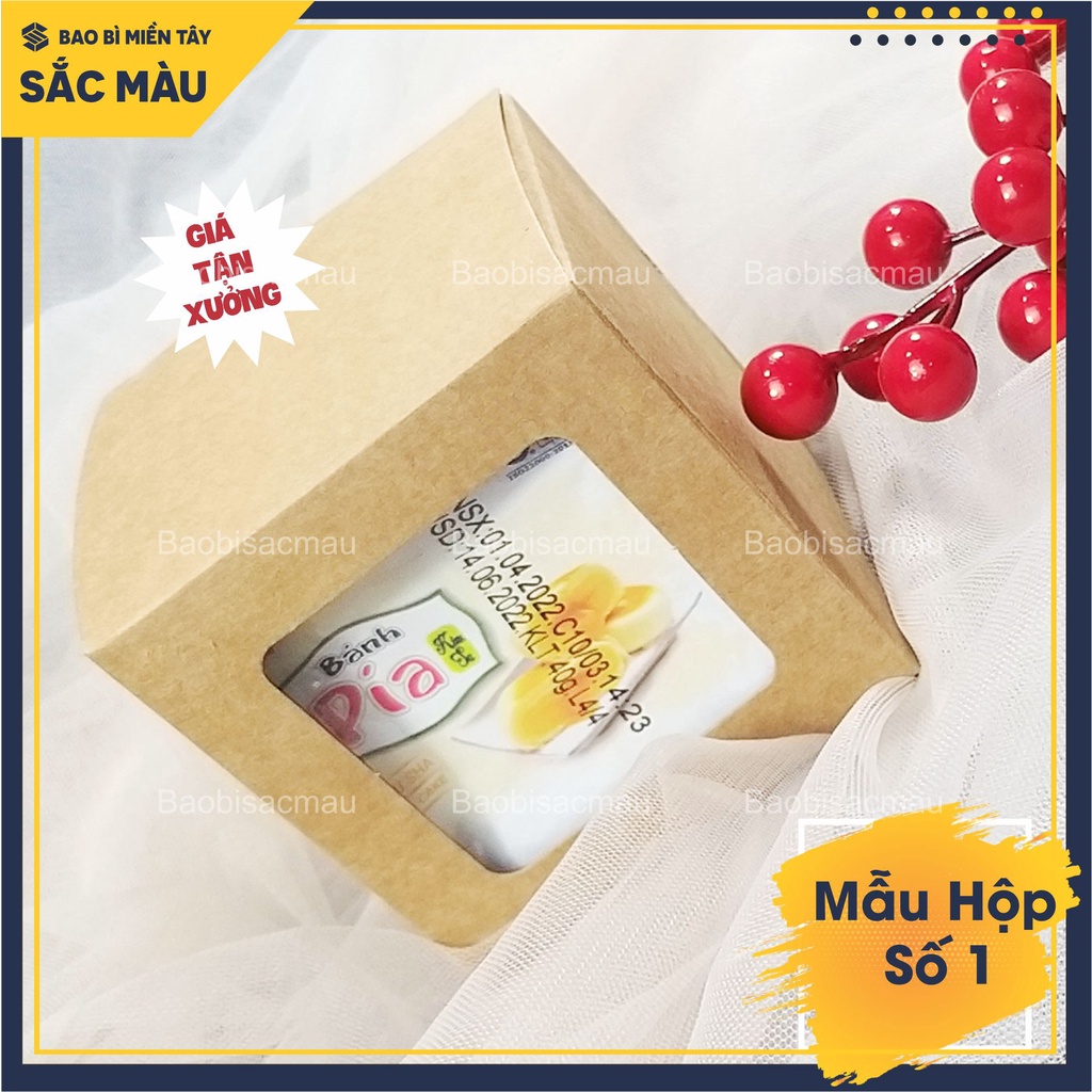 Combo 5 hộp giấy kraft vuông cửa kiếng ( Hộp số 1)  đựng quà tặng, bánh kẹo.... và các vật phẩm khác